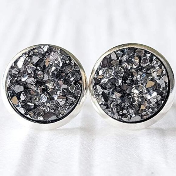 5/$25 Orange Druzy Silver Studs Earrings HOLIDAY EARRING SALE REDUCED SHIPPING! - Picture 12 of 15